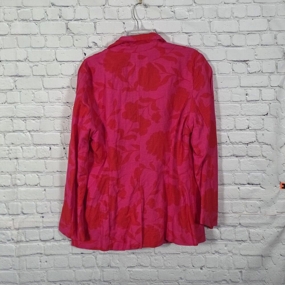 Kate Spade Women's Large Pink- Red Floral Linen Blazer - Picture 11 of 12